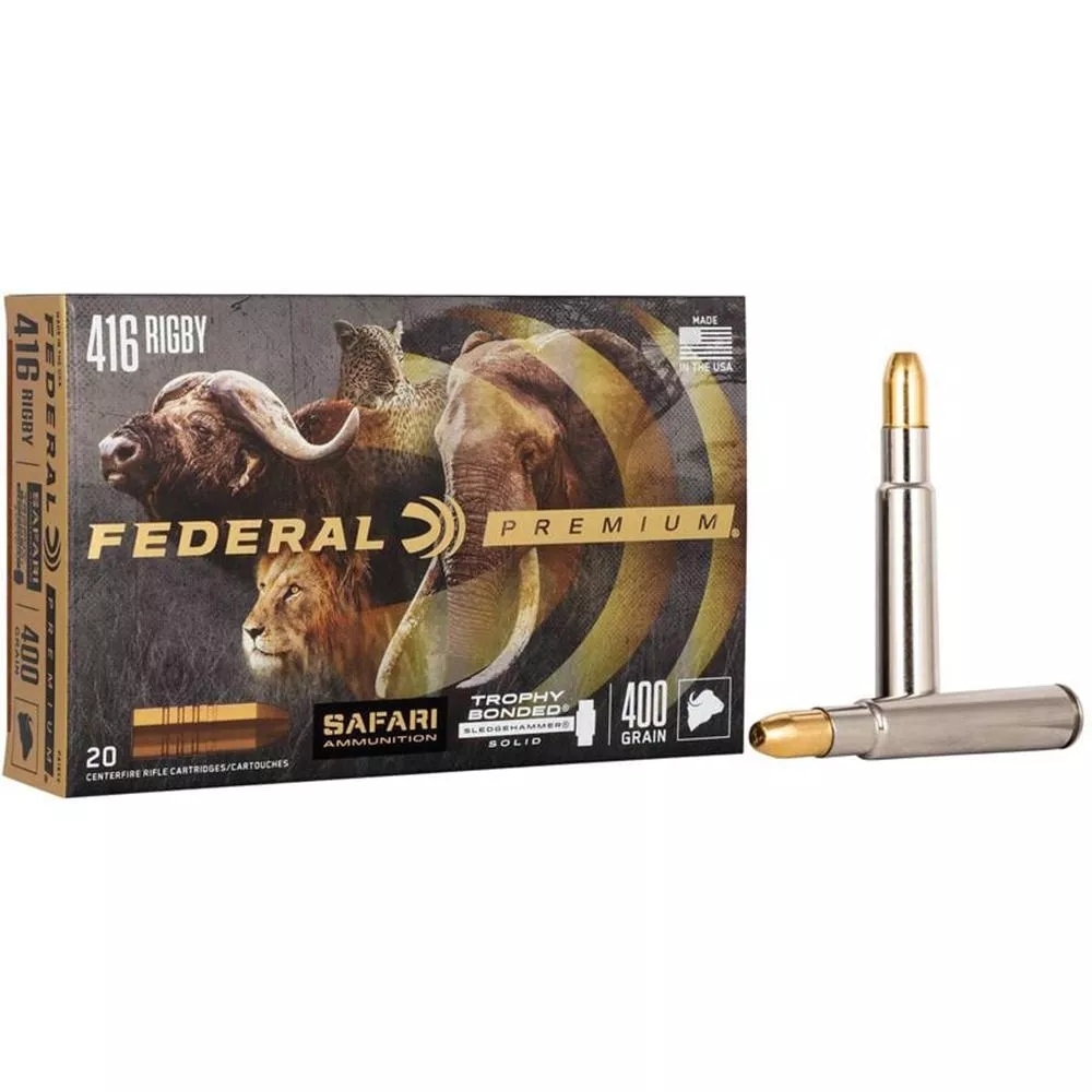 Federal Premium Cape-Shok Rifle Ammunition .416 Rigby 400 gr TBSS 2370 fps – 20/ct