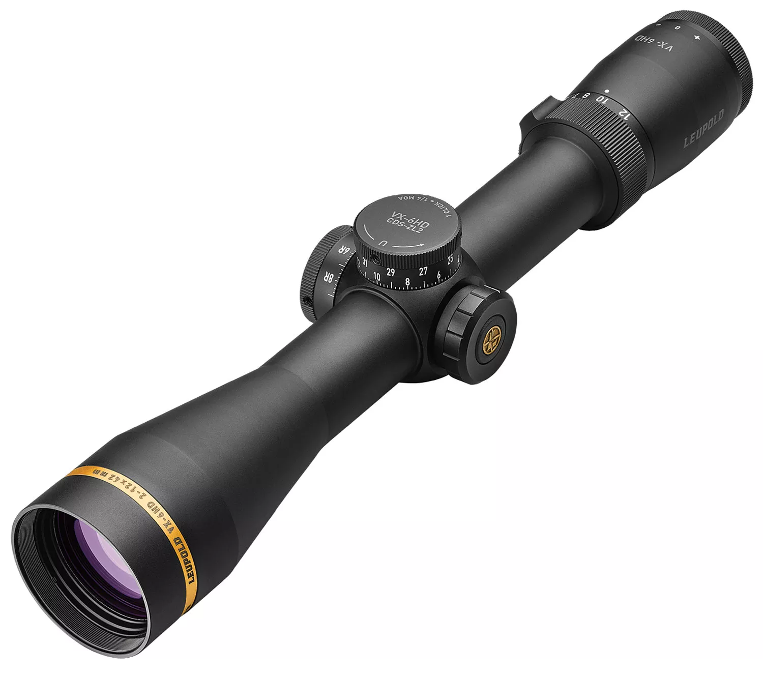 Leupold 171557 VX-6HD CDS 2-12x 42mm Obj 57.50-10.20 ft @ 100 yds FOV 30mm Tube Black Matte Finish Illuminated T-MOA (SFP)