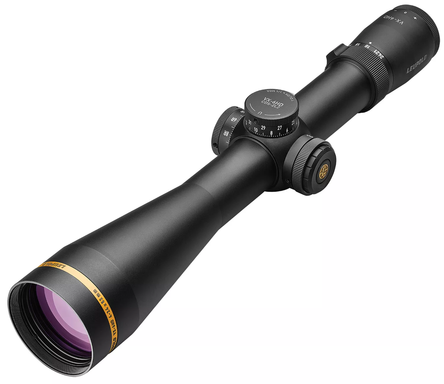 Leupold 171579 VX-6HD CDS-IL 4-24x 52mm Obj 28.10-4.80 ft @ 100 yds FOV 34mm Tube Black Matte Finish Illuminated T-MOA (SFP)