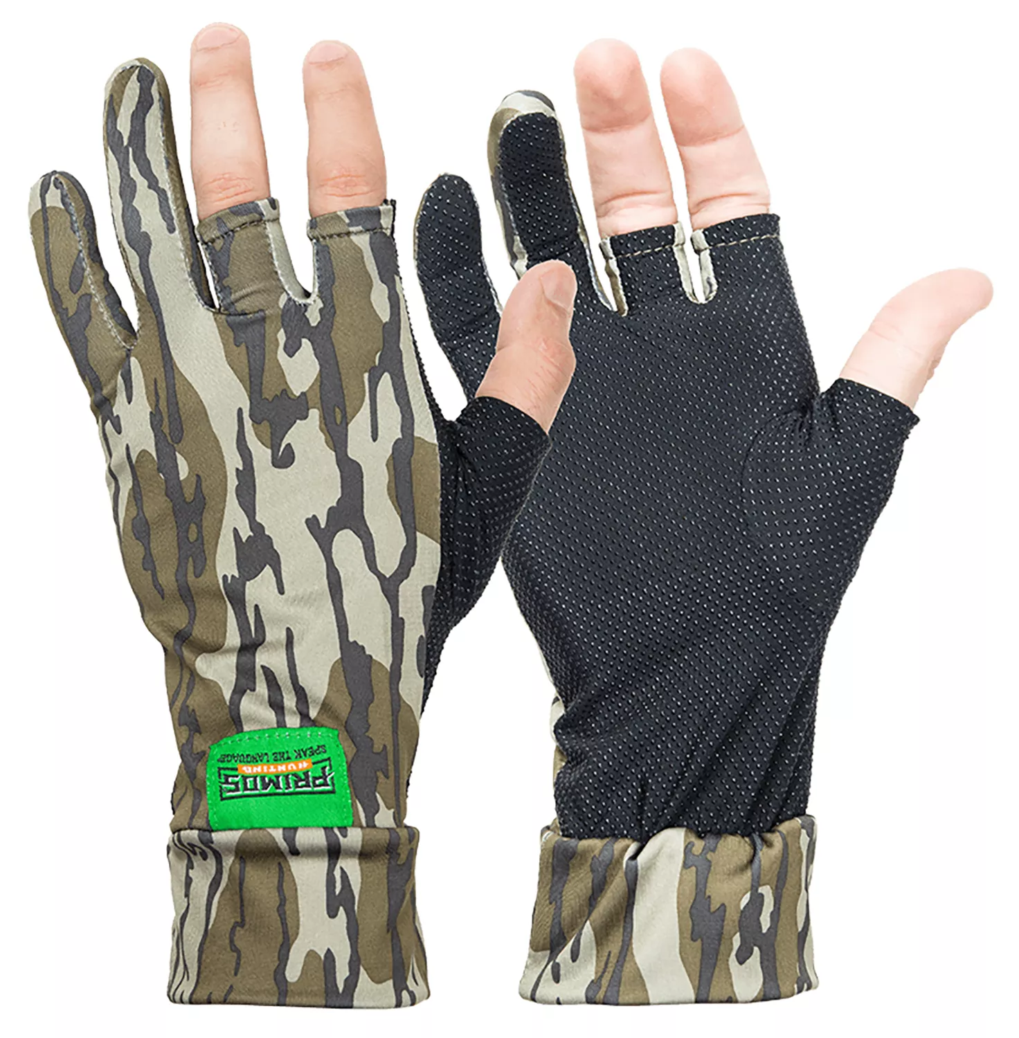 Primos PS6681 Stretch FitMossy Oak Original BottomLand Fingerless Neoprene OSFA